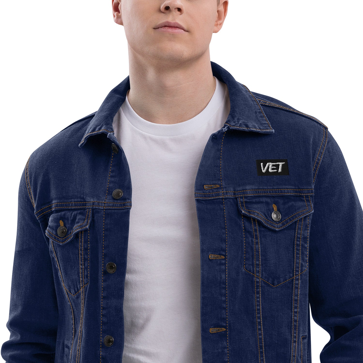 Patched Logo denim jacket - VET Clothing